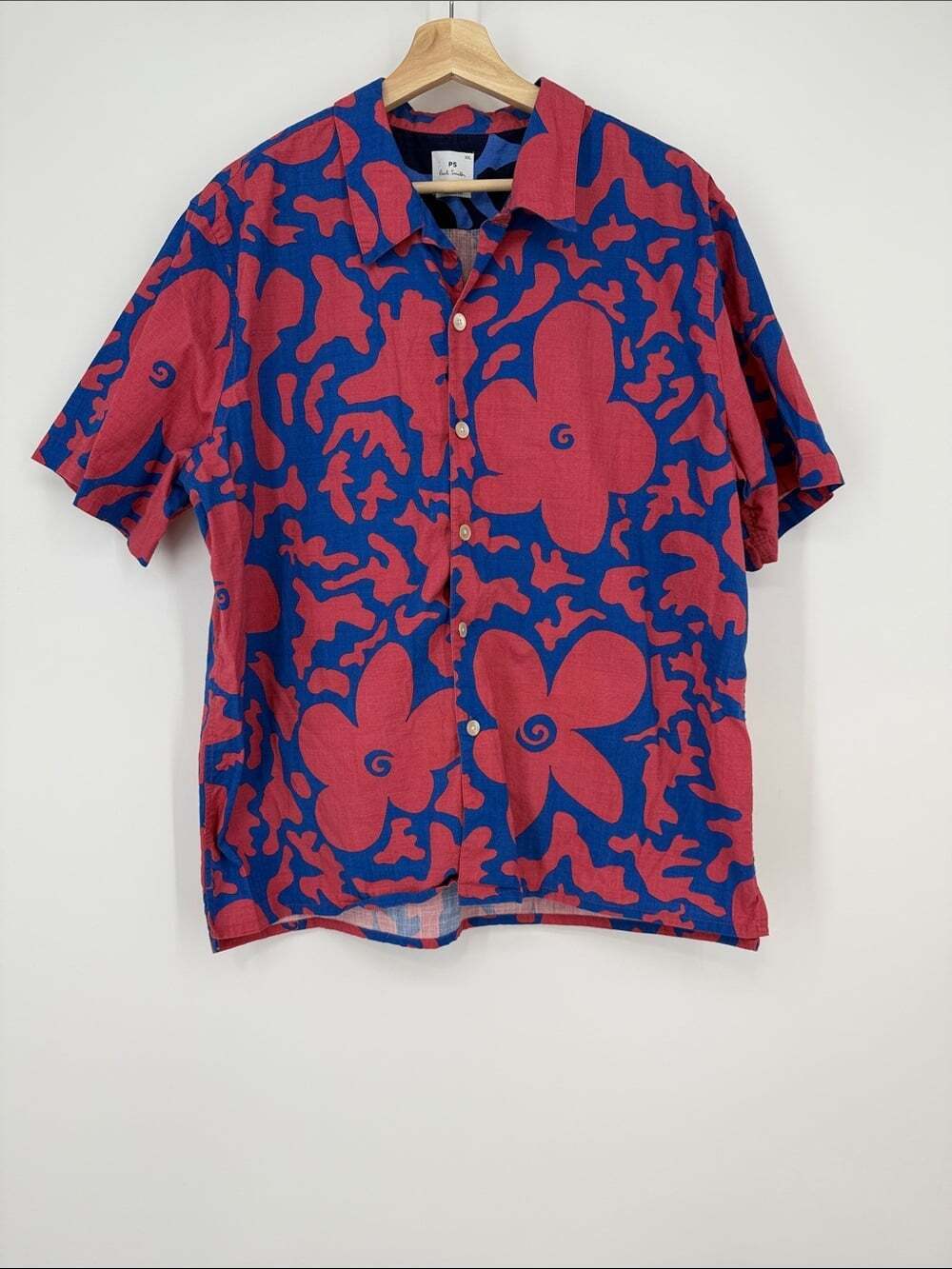 Paul Smith Blue & Red Floral Short-Sleeve Button-Down Shirt